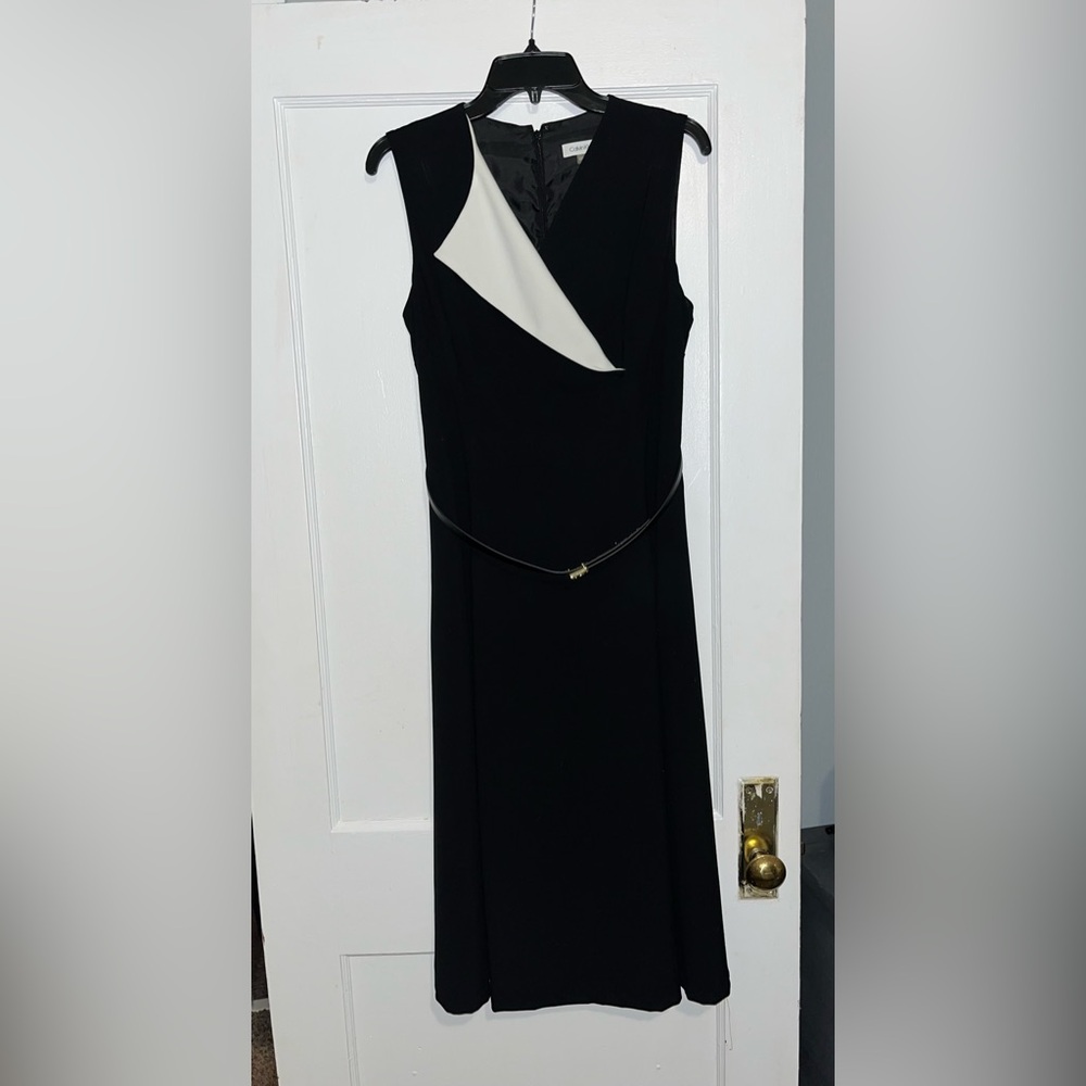 Calvin Klein black belted dress